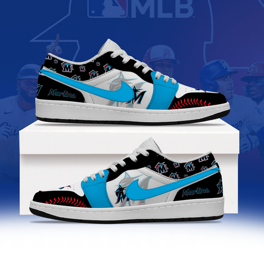 [HOMERUN DEAL] NEW CUSTOMIZED MLB20 MMS MIAMI MARLINS AIR JORDAN LOW SHOES