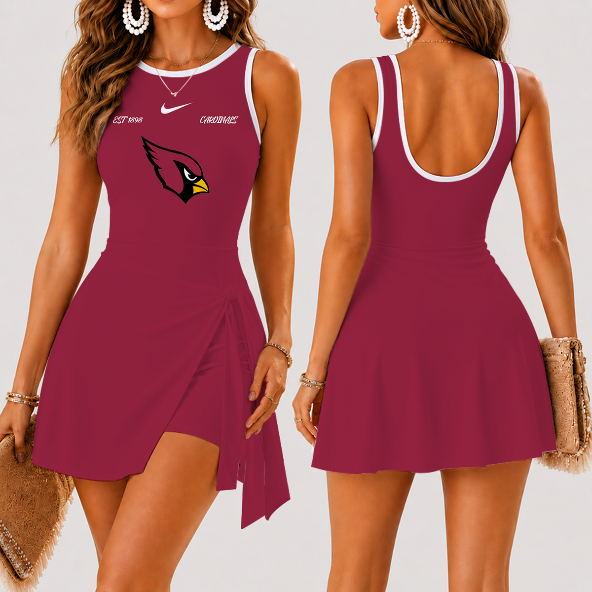 [TOUCHDOWN DEAL] NEW CUSTOMIZED NFL20 ARC ARIZONA CARDINALS WOMEN'S SUMMER SKORT DRESS