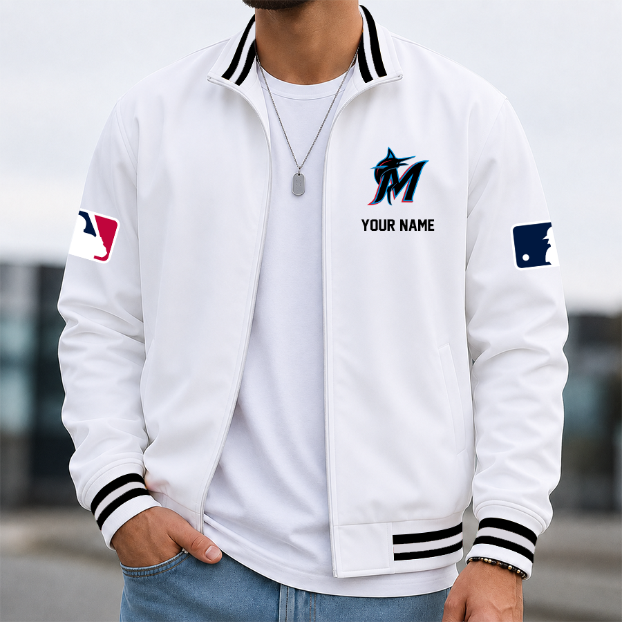 [HOMERUN DEAL] NEW CUSTOMIZED MLB20 MMS MIAMI MARLINS MULTICOLOR MEN'S CASUAL JACKET