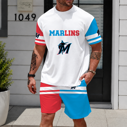 [HOMERUN DEAL] NEW CUSTOMIZED MLB20 MMS MIAMI MARLINS UNISEX T-SHIRT & SHORTS SET