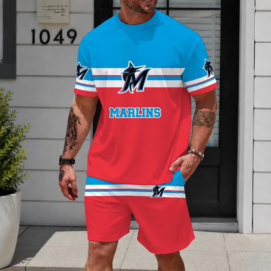 [HOMERUN DEAL] NEW CUSTOMIZED MLB20 MMS MIAMI MARLINS UNISEX T-SHIRT & SHORTS SET