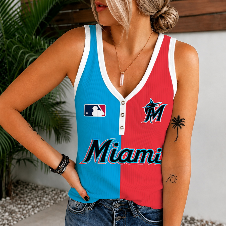 [HOMERUN DEAL] NEW CUSTOMIZED MLB20 MMS MIAMI MARLINS WOMEN'S V-NECK TANK TOP