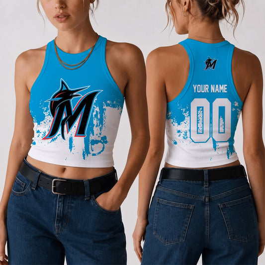 [HOMERUN DEAL] NEW CUSTOMIZED MLB20 MMS THE MARLINS WOMEN'S CROP TOP