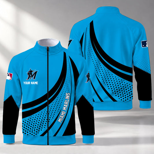 [HOMERUN DEAL] NEW CUSTOMIZED MLB20 MMS MIAMI MARLINS STAND COLLAR JACKET
