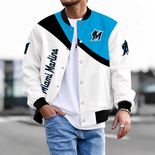 [HOMERUN DEAL] NEW CUSTOMIZED MLB20 MMS MIAMI MARLINS SATIN VARSITY & BASEBALL JACKET