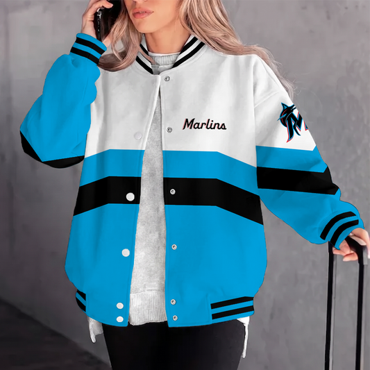 [HOMERUN DEAL] NEW CUSTOMIZED MLB20 MMS MIAMI MARLINS SATIN VARSITY & BASEBALL JACKET