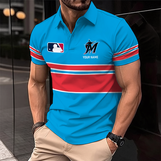 [HOMERUN DEAL] NEW CUSTOMIZED MLB20 MMS MIAMI MARLINS POLO SHIRT