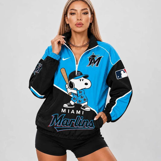 [HOMERUN DEAL] NEW CUSTOMIZED MLB20 MMS MIAMI MARLINS V-NECK ZIPPER SWEATSHIRT JACKET