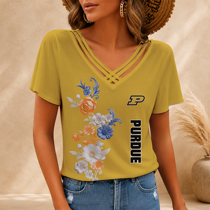 [SLAM DUNK DEAL] NEW CUSTOMIZED NCAA MAM20 PUB PURDUE BOILERMAKERS V-NECK SHIRT