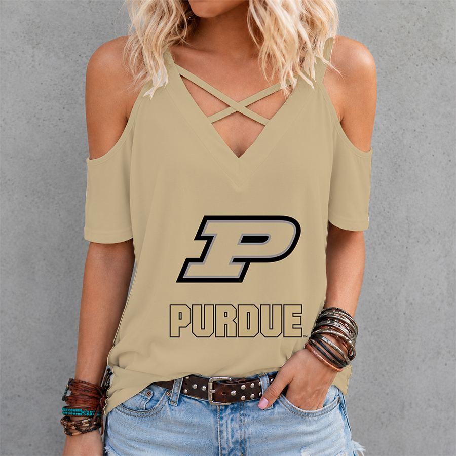 [SLAM DUNK DEAL] NEW CUSTOMIZED NCAA MAM20 PUB PURDUE BOILERMAKERS CRISS CROSS V-NECK TOP