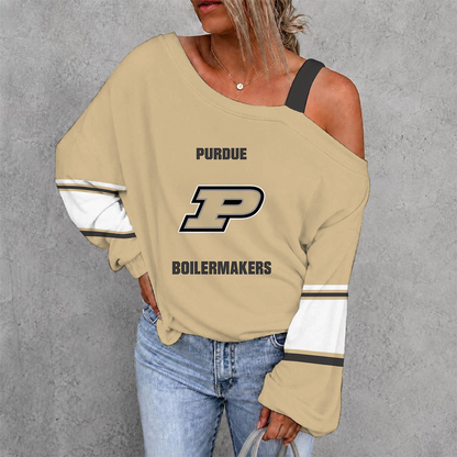 [SLAM DUNK DEAL] NEW CUSTOMIZED NCAA MAM20 PUB PURDUE BOILERMAKERS WOMEN'S OFF-SHOULDER LONG SLEEVE SHIRT