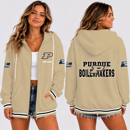 [SLAM DUNK DEAL] NEW CUSTOMIZED NCAA MAM20 PUB PURDUE BOILERMAKERS STRAPPY ZIP HOODIE