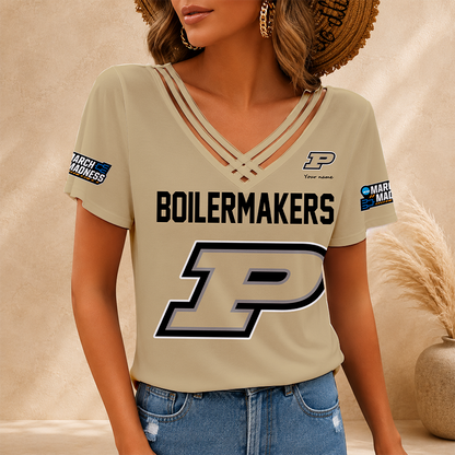 [SLAM DUNK DEAL] NEW CUSTOMIZED NCAA MAM20 PUB PURDUE BOILERMAKERS V-NECK SHIRT
