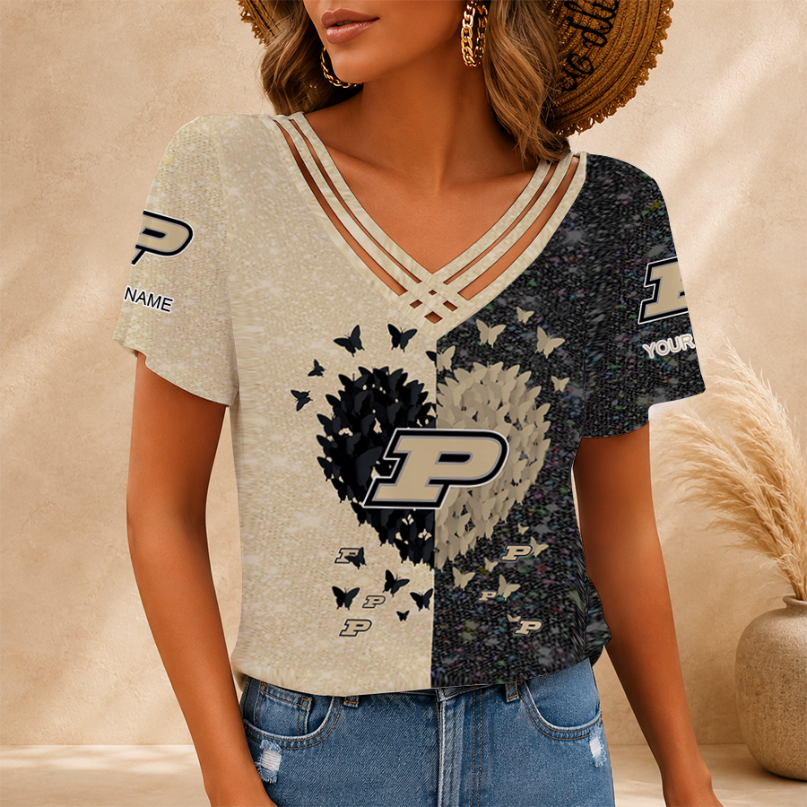 [SLAM DUNK DEAL] NEW CUSTOMIZED NCAA MAM20 PUB PURDUE BOILERMAKERS V-NECK SHIRT