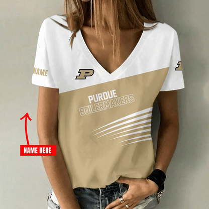 [FAN FAVORITE] NEW CUSTOMIZED NCAA MAM20 PUB PURDUE BOILERMAKERS STRAPPY V-NECK FEMALE SHIRT