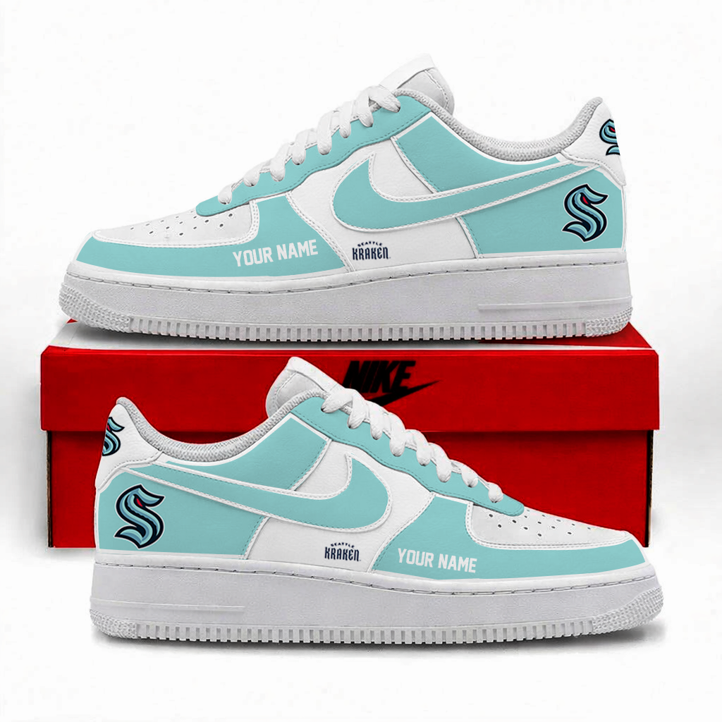 [PUCK DROP DEAL]NEW CUSTOMIZED NHL20 STK SEATTLE KRAKEN AF1 SHOES