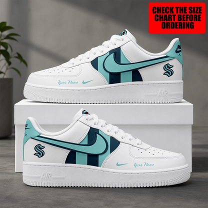 [PUCK DROP DEAL] NEW CUSTOMIZED NHL20 STK SEATTLE KRAKEN AF1 SHOES