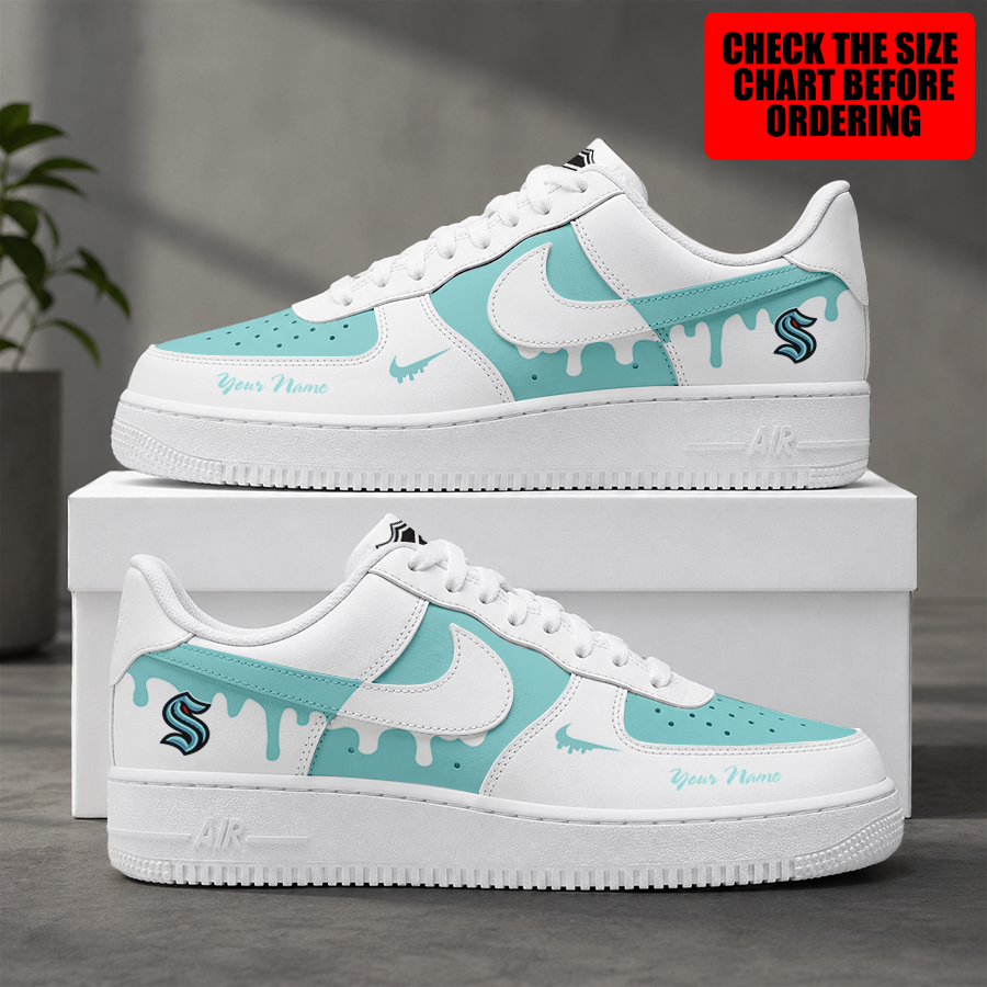 [PUCK DROP DEAL] NEW CUSTOMIZED NHL20 STK SEATTLE KRAKEN AF1 SHOES