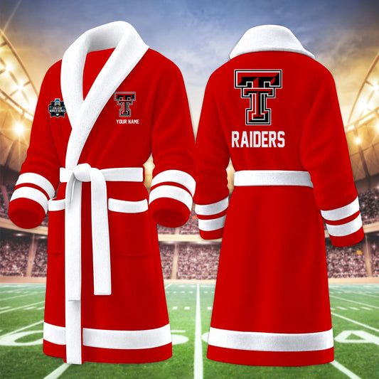 [HOMERUN DEAL] NEW CUSTOMIZED NCAA CWS20 TRR TEXAS TECH RED RAIDERS MULTICOLOR FLEECE BATHROBE