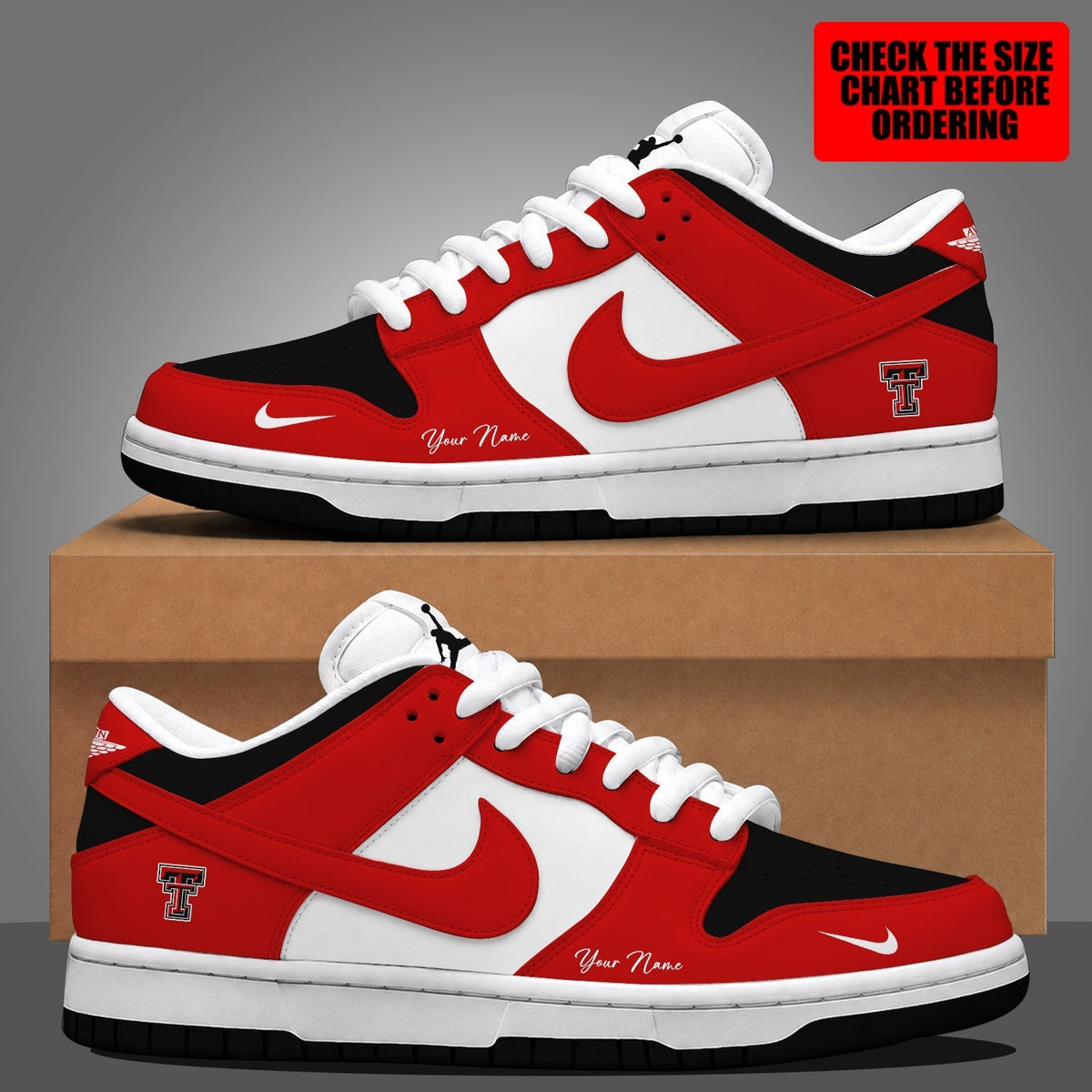 [HOMERUN DEAL] NEW CUSTOMIZED NCAA CWS20 TRR TEXAS TECH RED RAIDERS DUNK LOW SHOES