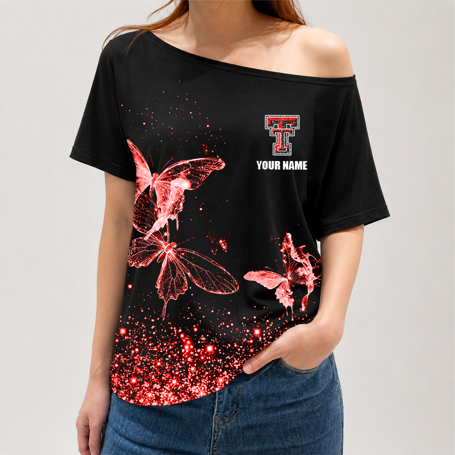 [HOMERUN DEAL] NEW CUSTOMIZED NCAA CWS20 TRR TEXAS TECH RED RAIDERS OFF-SHOULDER SHIRT