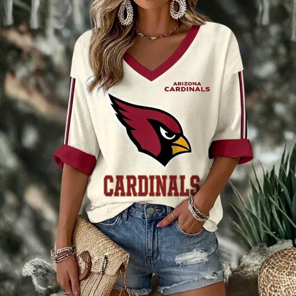[TOUCHDOWN DEAL] NEW CUSTOMIZED NFL20 ARC ARIZONA CARDINALS WOMEN'S HEART V-NECK LONG SLEEVE SHIRT