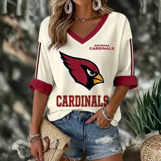[TOUCHDOWN DEAL] NEW CUSTOMIZED NFL20 ARC ARIZONA CARDINALS WOMEN'S HEART V-NECK LONG SLEEVE SHIRT