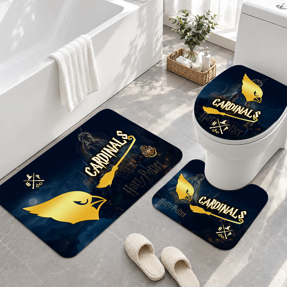 [TOUCHDOWN DEAL] NEW CUSTOMIZED NFL20 ARC ARIZONA CARDINALS 3-PIECE BATHROOM RUG SET
