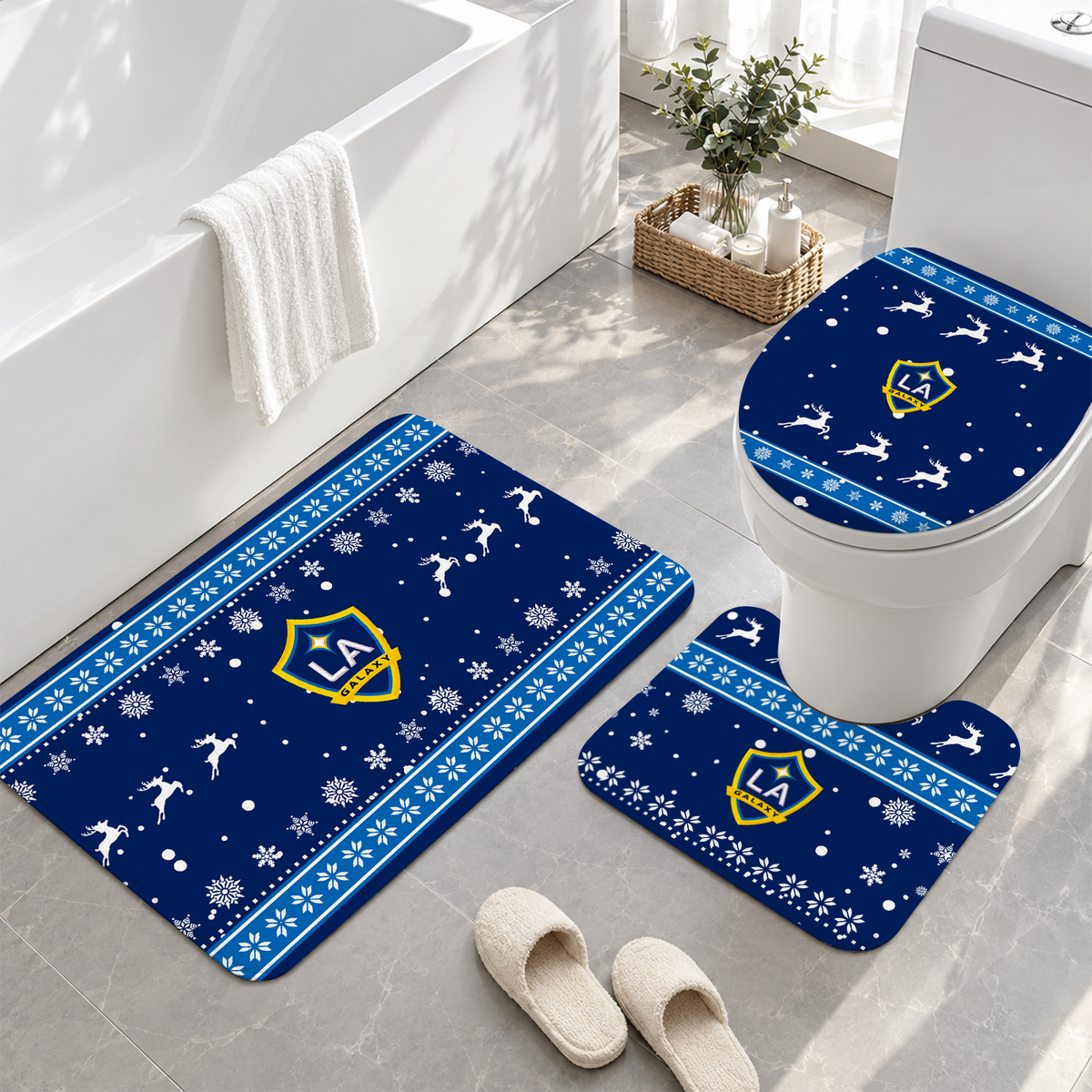 [GOAL DEAL] NEW CUSTOMIZED MLS20 LAG LA GALAXY 3-PIECE BATHROOM RUG SET