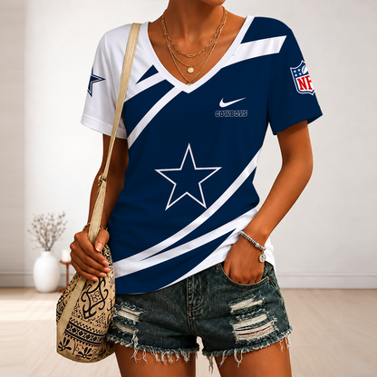 [TOUCHDOWN DEAL] NEW CUSTOMIZED NFL21 DCB DALLAS COWBOYS V-NECK FEMALE SHIRT
