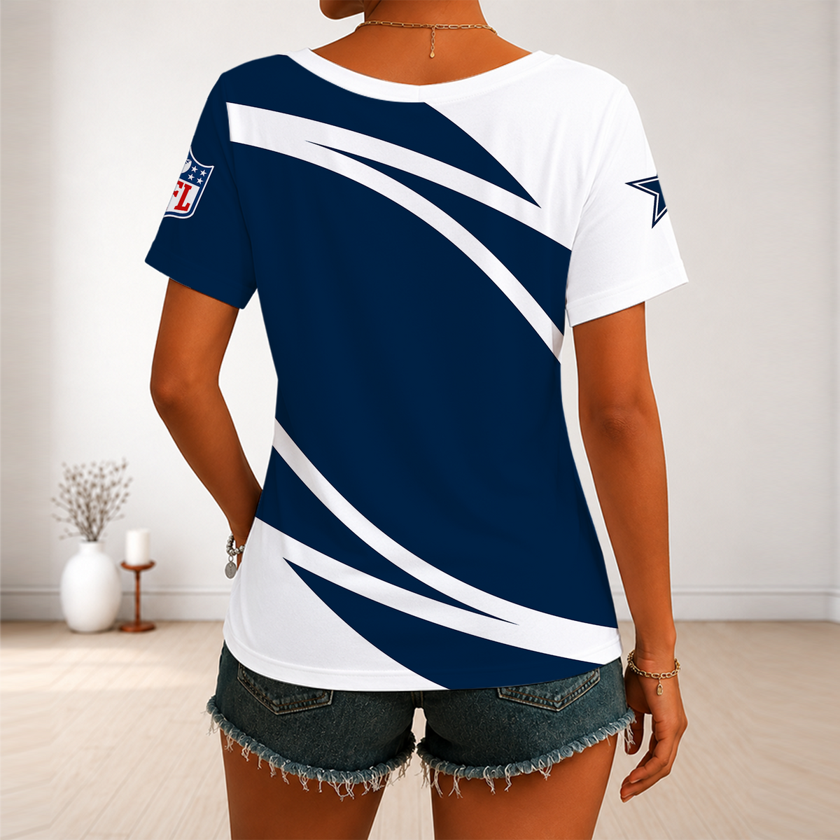 [TOUCHDOWN DEAL] NEW CUSTOMIZED NFL21 DCB DALLAS COWBOYS V-NECK FEMALE SHIRT