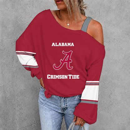 [HOMERUN DEAL] NEW CUSTOMIZED NCAA CWS21 ABC ALABAMA CRIMSON TIDE WOMEN'S OFF-SHOULDER LONG SLEEVE SHIRT