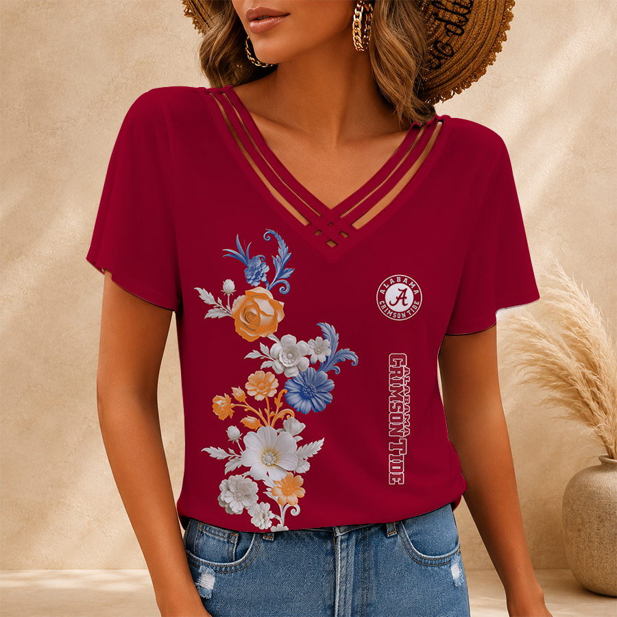 [HOMERUN DEAL] NEW CUSTOMIZED NCAA CWS21 ABC ALABAMA CRIMSON TIDE V-NECK SHIRT