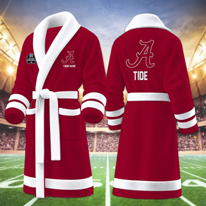 [HOMERUN DEAL] NEW CUSTOMIZED NCAA CWS21 ABC ALABAMA CRIMSON TIDE MULTICOLOR FLEECE BATHROBE