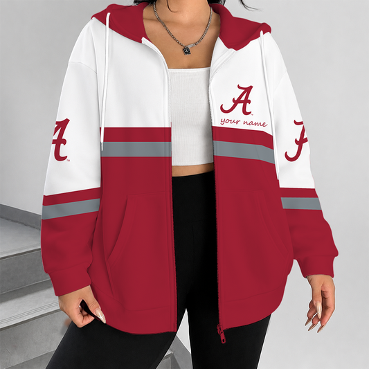 [FAN FAVORITE] NEW CUSTOMIZED NCAA CWS21 ABC ALABAMA CRIMSON TIDE ZIP HOODIE