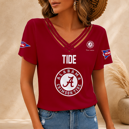 [FAN FAVORITE] NEW CUSTOMIZED NCAA CWS21 ABC ALABAMA CRIMSON TIDE V-NECK SHIRT