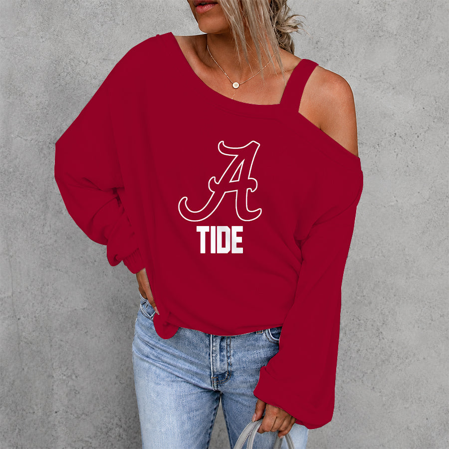[HOMERUN DEAL] NEW CUSTOMIZED NCAA CWS21 ABC ALABAMA CRIMSON TIDE WOMEN'S OFF-SHOULDER LONG SLEEVE SHIRT