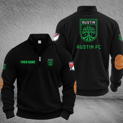 [GOAL DEAL] NEW CUSTOMIZED MLS21 ATF AUSTIN FC MULTICOLOR STRIPED QUATER ZIP SWEATSHIRT