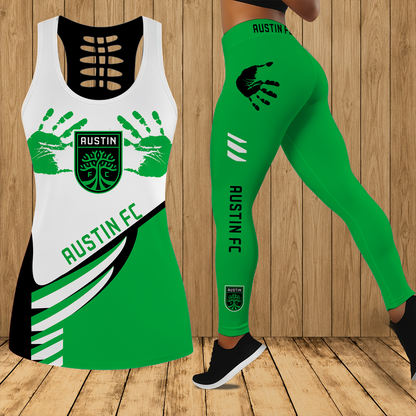 [GOAL DEAL] NEW CUSTOMIZED MLS21 ATF AUSTIN FC HOLLOW TANK TOP & LEGGINGS SET