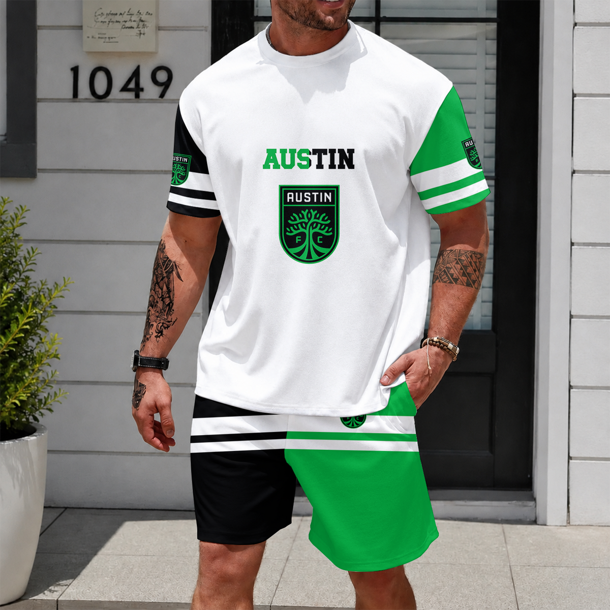 [GOAL DEAL] NEW CUSTOMIZED MLS21 ATF AUSTIN FC UNISEX T-SHIRT & SHORTS SET