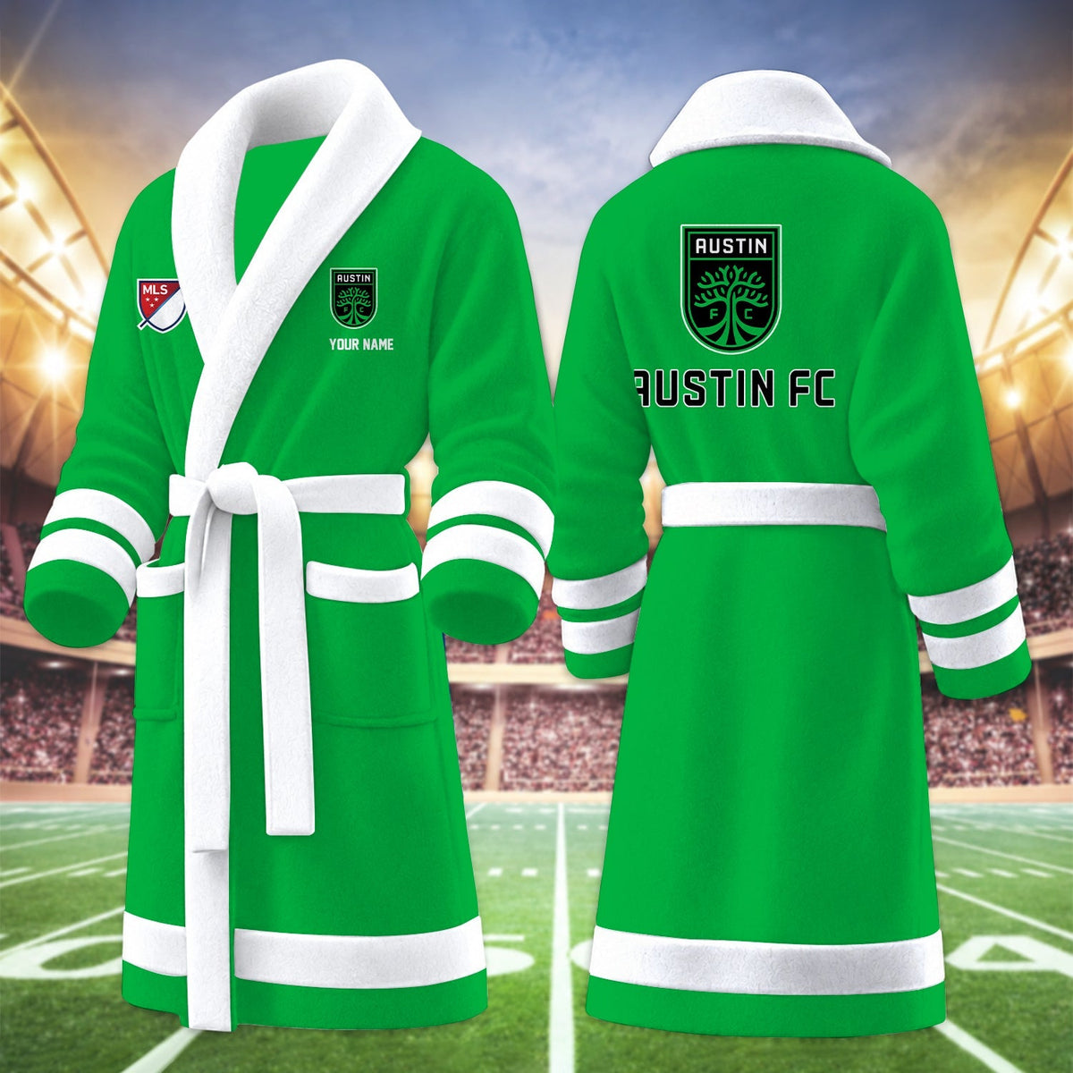[GOAL DEAL] NEW CUSTOMIZED MLS21 ATF AUSTIN FC FLEECE BATHROBE