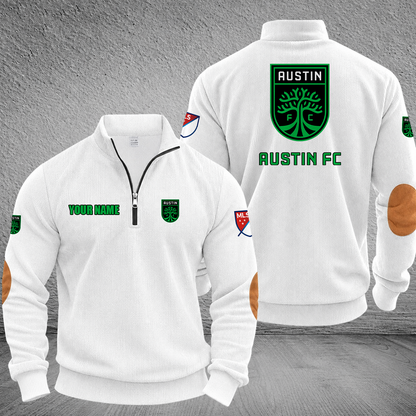 [GOAL DEAL] NEW CUSTOMIZED MLS21 ATF AUSTIN FC MULTICOLOR STRIPED QUATER ZIP SWEATSHIRT