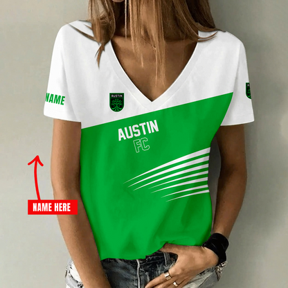 [GOAL DEAL] NEW CUSTOMIZED MLS21 ATF AUSTIN FC V-NECK FEMALE SHIRT