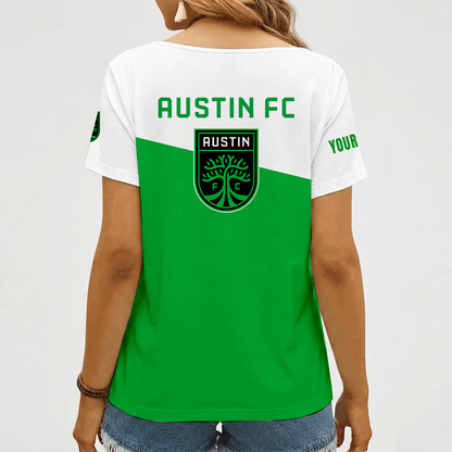 [GOAL DEAL] NEW CUSTOMIZED MLS21 ATF AUSTIN FC V-NECK FEMALE SHIRT