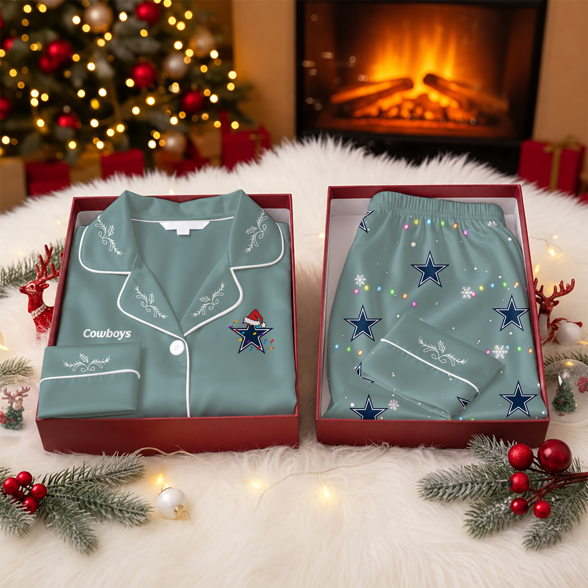 [TOUCHDOWN DEAL] NEW CUSTOMIZED NFL21 DCB DALLAS COWBOYS LONG-SLEEVE PAJAMA SET