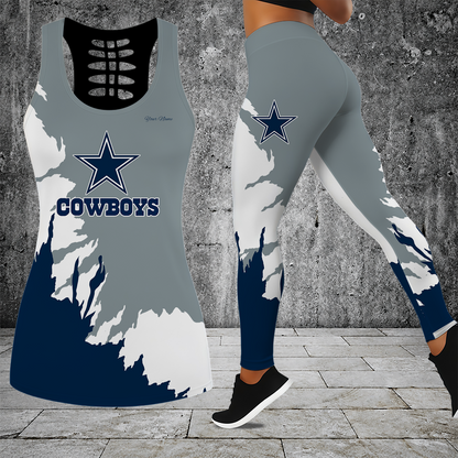 [TOUCHDOWN DEAL] NEW CUSTOMIZED NFL21 DCB DALLAS COWBOYS HOLLOW TANK TOP & LEGGINGS SET