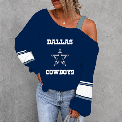 [TOUCHDOWN DEAL] NEW CUSTOMIZED NFL21 DCB DALLAS COWBOYS WOMEN'S OFF-SHOULDER LONG SLEEVE SHIRT