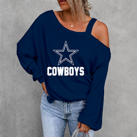 [SPECIAL OFFER] NEW CUSTOMIZED NFL21 DCB DALLAS COWBOYS WOMEN'S OFF-SHOULDER LONG SLEEVE SHIRT