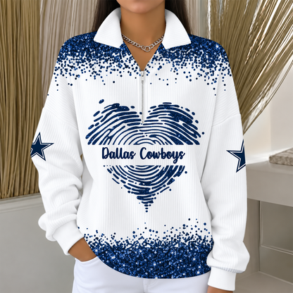 [TOUCHDOWN DEAL] NEW CUSTOMIZED NFL21 DCB THE COWBOYS QUARTER ZIP RIBBED SWEATER