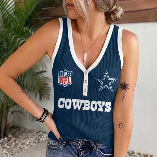 [TOUCHDOWN DEAL] NEW CUSTOMIZED NFL21 DCB DALLAS COWBOYS WOMEN'S V-NECK TANK TOP